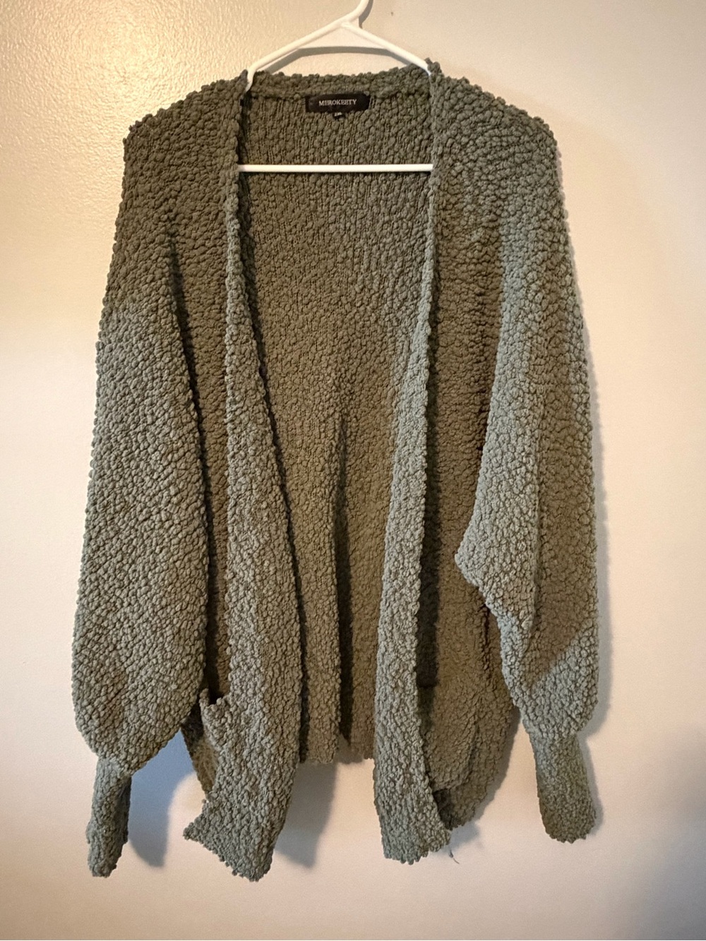 Sage green popcorn knit batwing cardigan